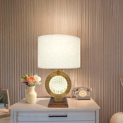 Table Lamp - 28" Antique Style, Polyresin Material, Floating Crystal Accent On Center