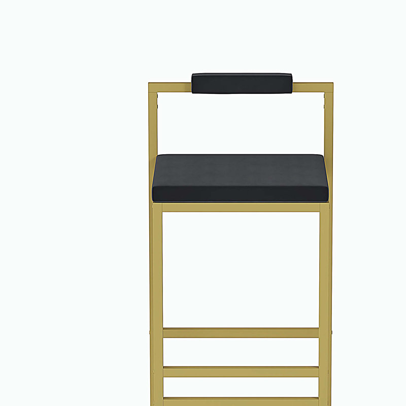 Upholstered Velvet Bar Stools Modern Dining Stools (Gold & Black, Set of 2), Black, Gold