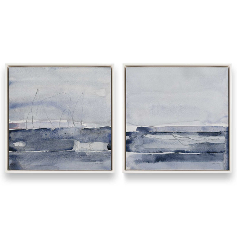 Blue Mood Moves, ensemble de 2 impressions, Toile avec cadre, Blanc opaque, 30 po x 30 po