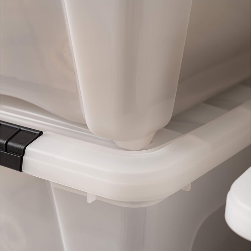 32 Qt Stackable Plastic Storage Bins With Lids, 6 Pack - BPA-Free,  - Discreet Organizing Solution, Latches, Durable Nestable Containers, Secure Pull Handle - Pearl