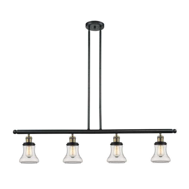 Luminaire suspendu linéaire à 4 lumières pour îlot de cuisine Edda, Transparent, Chrome poli, Ampoule non incluse