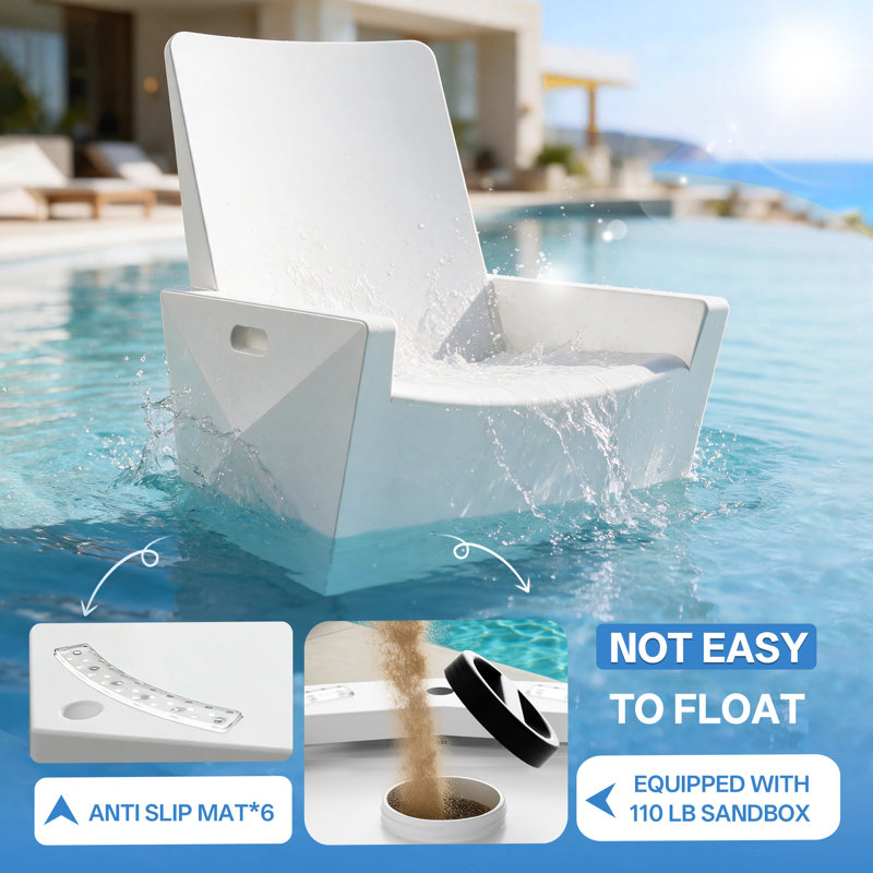 Assemble-Free Outdoor Side Table,Quick Assembly Pool Club Chair,Waterproof Plastic Pool End Table with 2 Cup Holders and 1 Tablet Holder, Essential for Outdoor Relaxation