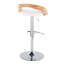 Tabouret de bar réglable avec pivot en métal chromé, bois de zèbre et similicuir blanc avec repose-pieds arrondi en T - ensemble de 3-895432949