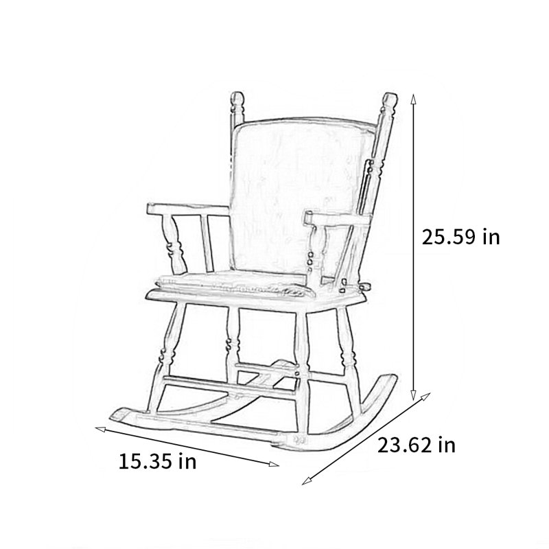 Chaise berçante en bois massif entièrement noyer
