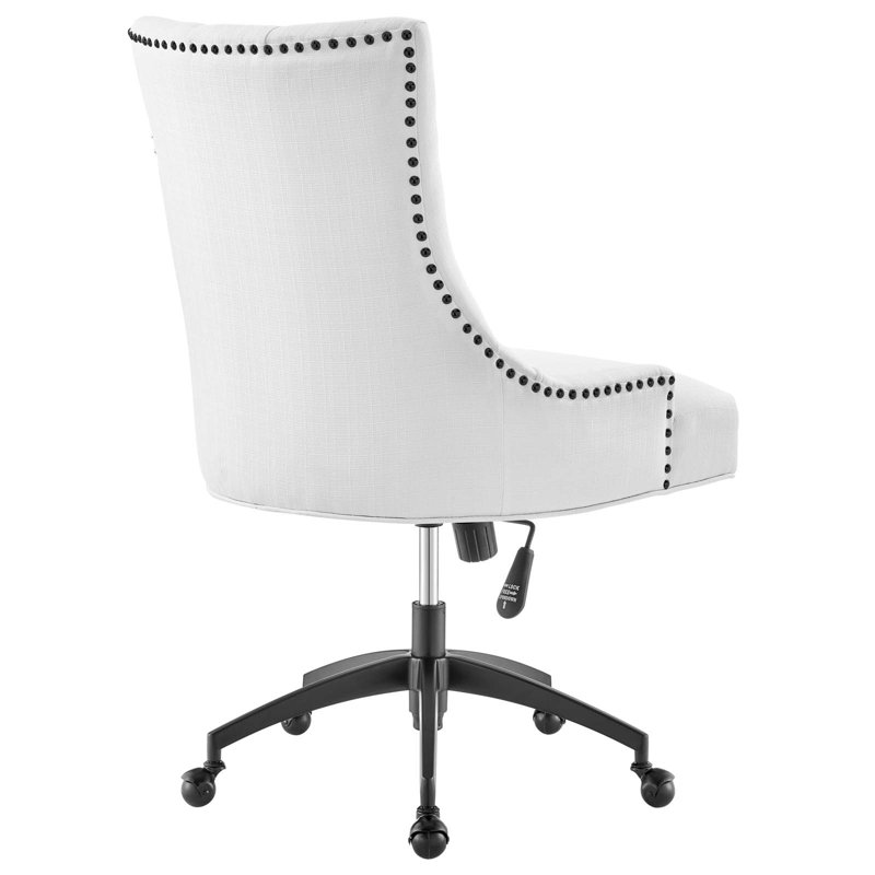 Regent Tufted Swivel Office Chair in Black & White Fabric