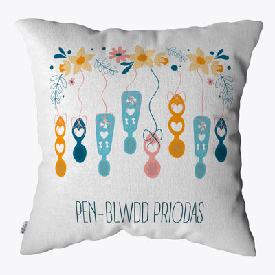 Floral White Square Throw Pillow Cover