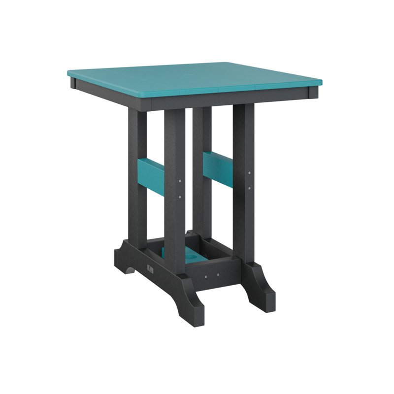 Garden Classic Outdoor Square Bar Table, Black, Aruba Blue