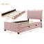 Lit simple tapissier rose avec lit gigogne - Polyvalent et confortable-941369214-941369216