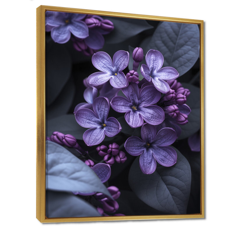 Photo de beauté mauve lilas monochrome - décoration murale lilas, Cadre flottant doré, H 24 po x l 32 po