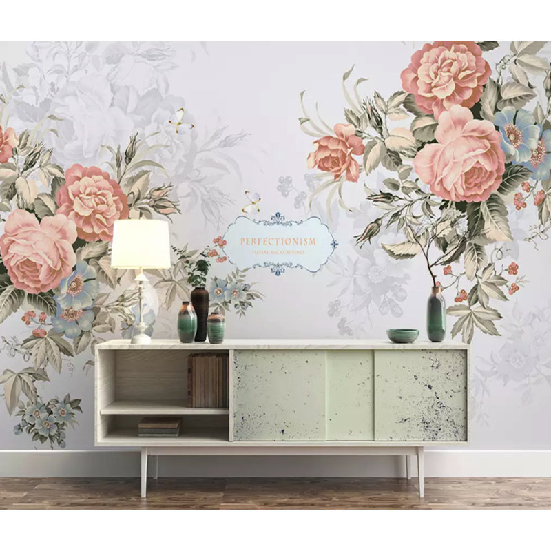 Floral Wall Mural, 9.5' L x 17' W