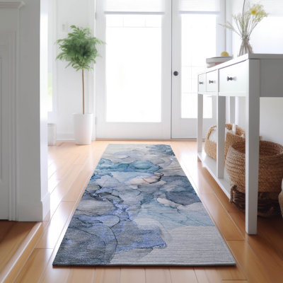 Premium Machine Washable Cerrito AMF520 Blue Rug