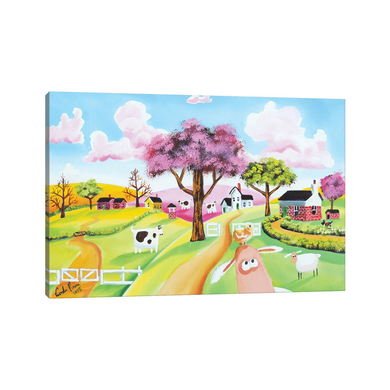 Chick On A Sheep's Head by Gordon Bruce - Painting on Canvas, 30.48 cm H x 45.72 cm W, Wrapped Canvas
