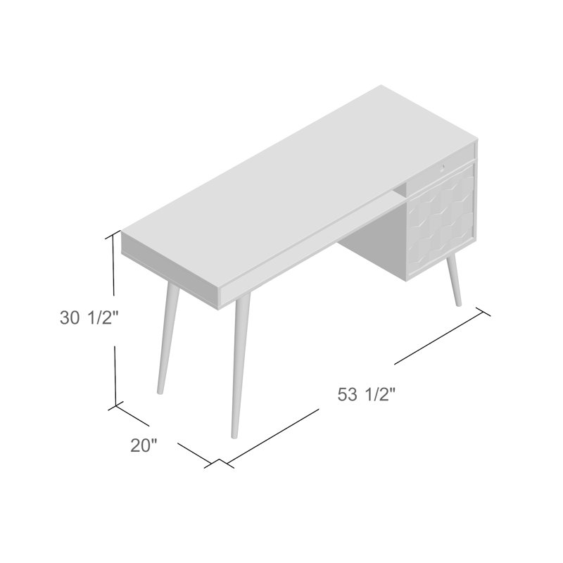 Alice 53.5" Solid Wood Rectangular Writing Desk, Natural