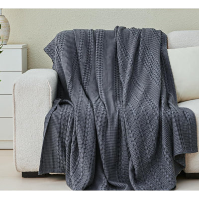 Couverture 100% coton naturel bleu marine