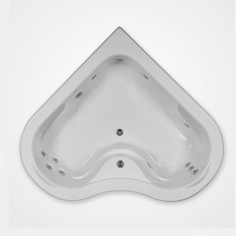 64" x 64" Elite Series Corner Combination Acrylic Bathtub with Center Drain in White, Bone