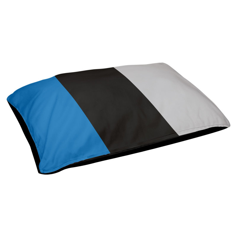 Coussin rectangulaire designer St Louis, Moyen (L 30 po x l 40 po), Bleu / noir / argent