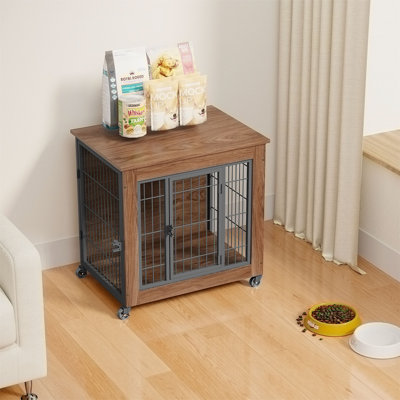 Wooden Dog Crate Dog Kennel with Wheels