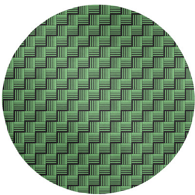 Tapis basketweave rayures vert/noir
