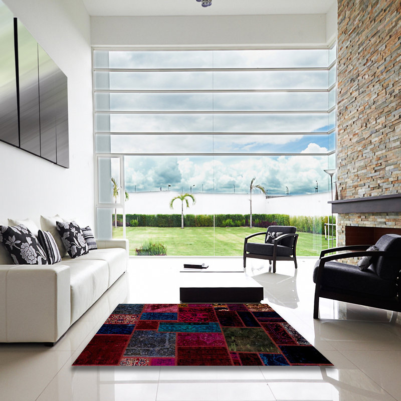 Tapis abstrait abstrait moderne, Carré 5 pi