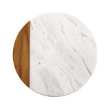 Anolon Pantryware White Marble and Teakwood Round Cutting and Serving Board, 10-Inch