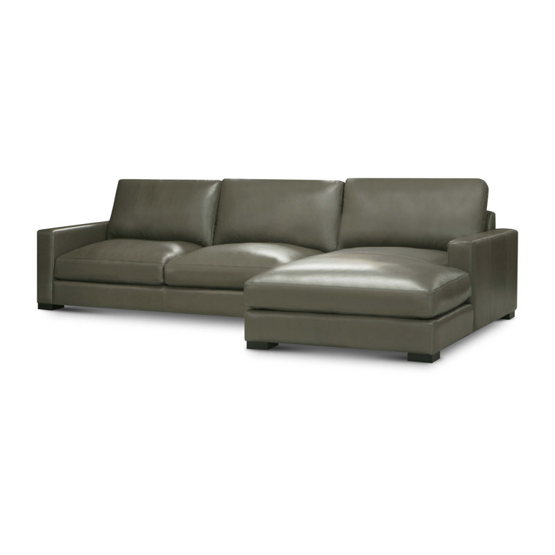 Canapé modulaire en cuir Eudia, Accoudoir à droite (vu de face)