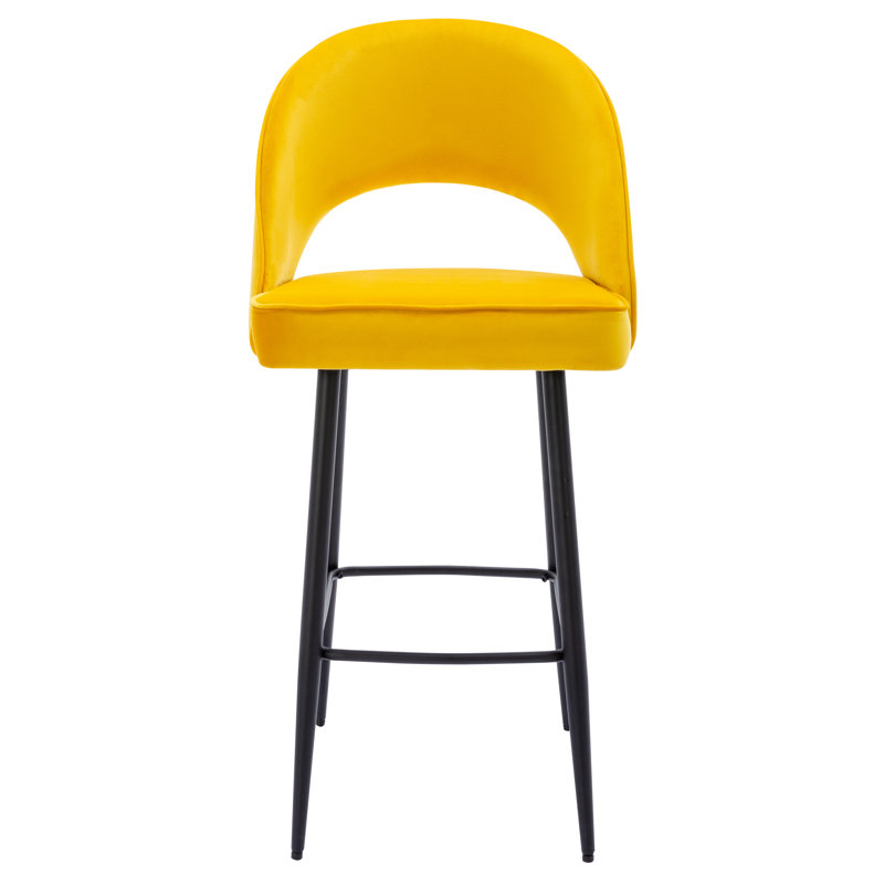 Henn Upholstered Counter Stool with Metal Frame, Yellow