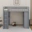 Lit mezzanine simple avec grandes tablettes, bureau et DEL-2141245375