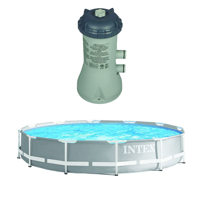 Steel Round Frame Set Pool 30'' H x 144'' W x 144'' L , with Pump Included