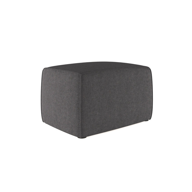 Varick Cube Ottoman, Plush Velvet Blue Print, Ebony