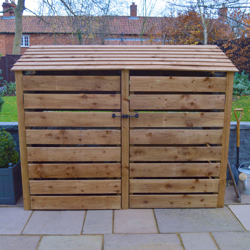 Troutville 230cm W x 80cm D Solid Wood Log Store, Rustic Brown