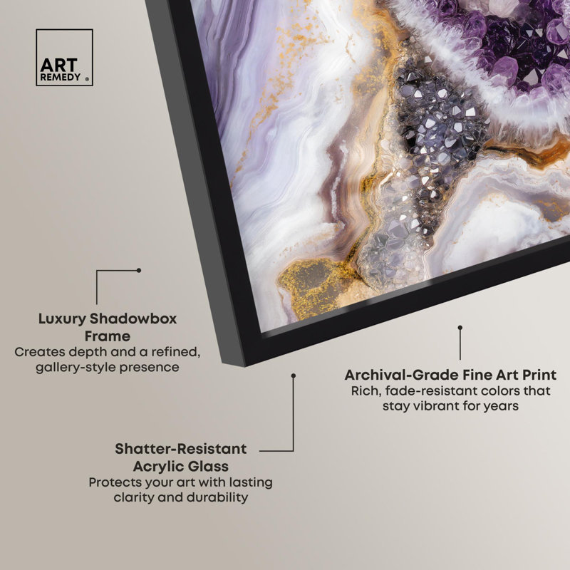 «Amethystine Dream II Shadowbox Print» par Art Remedy, Noir, H 21 po x l 17 po