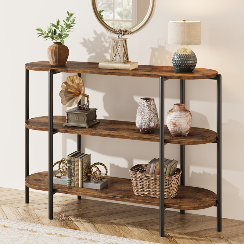 Console industrielle à 3 niveaux avec tablettes ouvertes - Canapé d'entrée 47,2 "- Structure en métal robuste - Conception peu encombrante pour le salon, le couloir, la cuisine ou le canapé - couleur rétro
