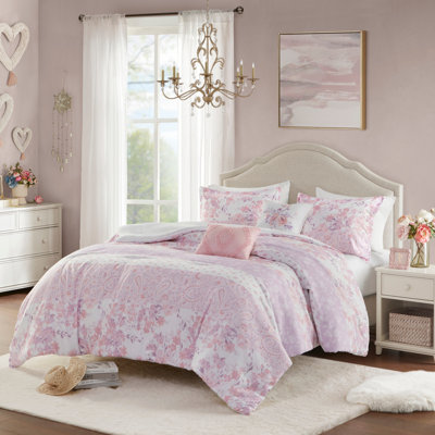 Ensemble d'édredon à motif floral à motif cachemire double / grand