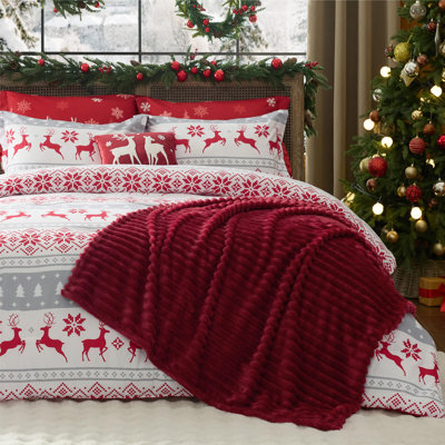 Bedsure Christmas Comforter Set with Blanket and Throw Pillow