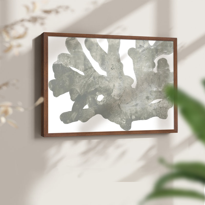 Stone Macro Coral IV - Reproduction encadrée - Restickable, H 8 po x l 10 po, Noyer