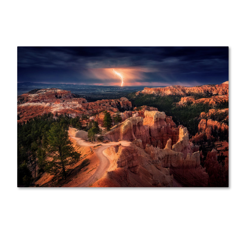« lightning over bryce canyon », reproduction de photo sur toile tendue, 16 po x 24 po