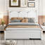 Grand lit plateforme avec 2 grands tiroirs, lit gigogne simple TG, blanc