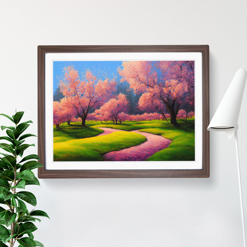 Spring Meadow Landscape - Framed Print, Walnut, 46cm H x 64cm W x 2cm D