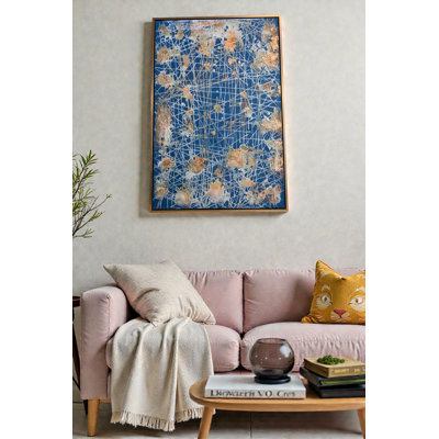 Peinture abstraite sur toile encadrée «The Unseen Blue Gold» 41 po x 61 po