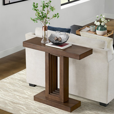 Pismo Solid Wood Console Table - 36 Inch Modern Farmhouse Small Entryway Table - Easy Assembly Living Room Furniture for Behind the Couch, Entryway, or Hallway (Brown)