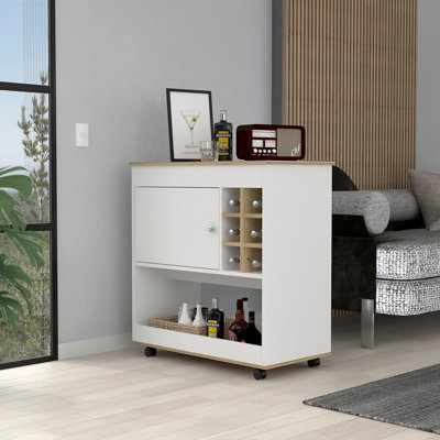 Rolling Bar Cart With Wine Storage