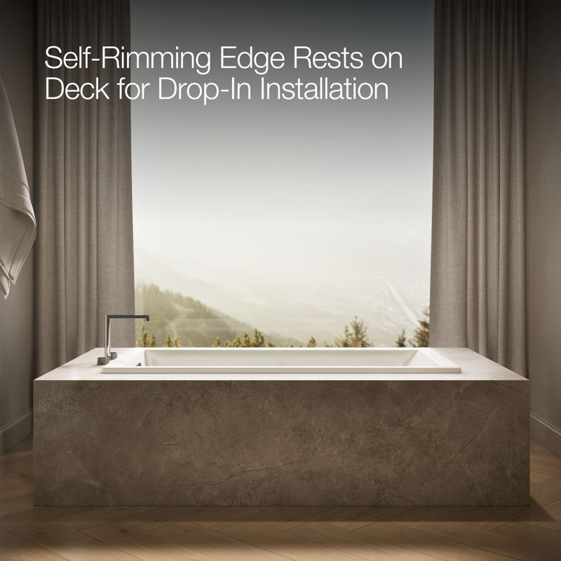Whirlpool Bath with Reversible Drain, Biscuit