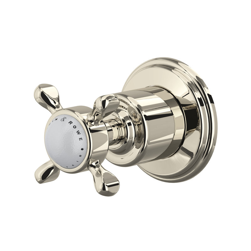 Polished Nickel Wall-Mounted Cross Handle Shower Trim
