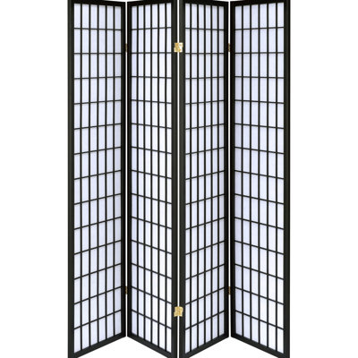 Paravent à 4 panneaux en bois d'hévéa et en papier blanc, 71,97 pouces de hauteur, 69,5 de largeur, crée un écran pliant paisible avec des panneaux de construction, haut, large, ajoute