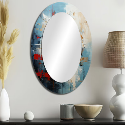 Collage Serenade I - Abstract Oval Decorative Mirror On Metal