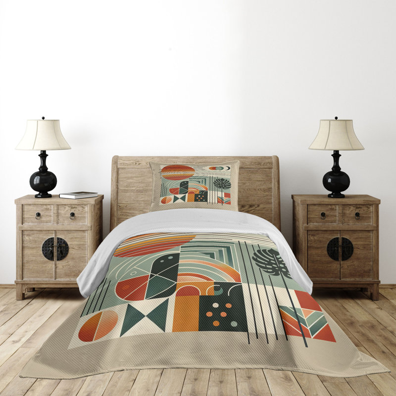 Polyester Abstract Coverlet, Twin Coverlet + 1 Standard Shams