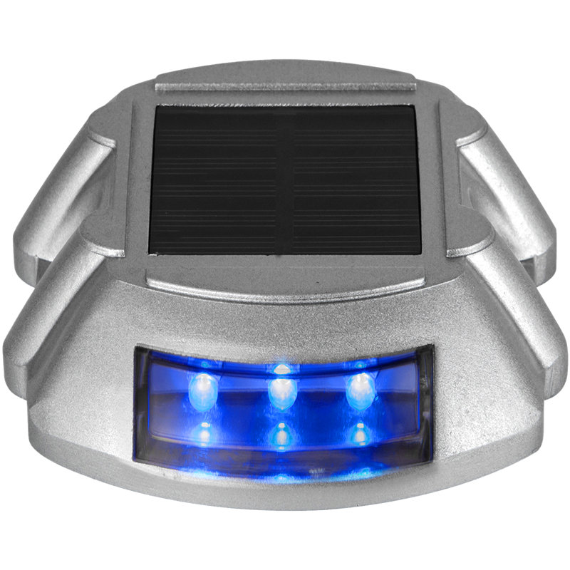 Solar Powered Integrated LED Aluminium Pathway Light Pack, Blue