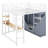 Loft Metal Bed With Desk,Shelves,Power Outlet,LED Light And Wardrobe-695141627