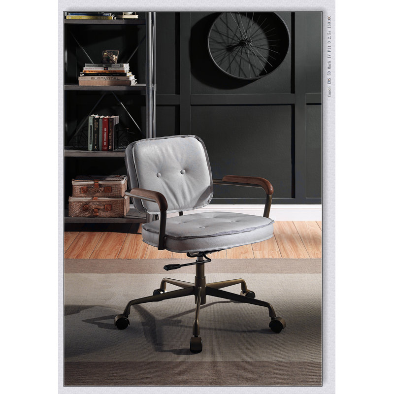 Chaise de bureau Siecross, Gris blanc antique, Brun