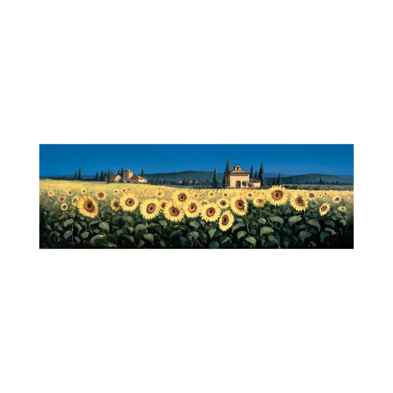 Tuscan Panorama, Sunflowers - Wrapped Canvas Panoramic Print, 30.48 cm H x 91.44 cm W